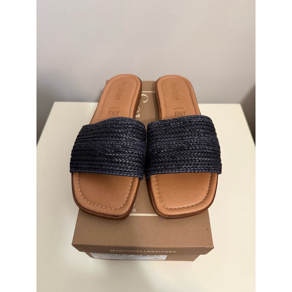Seychelles Black Woven Slide Sandals